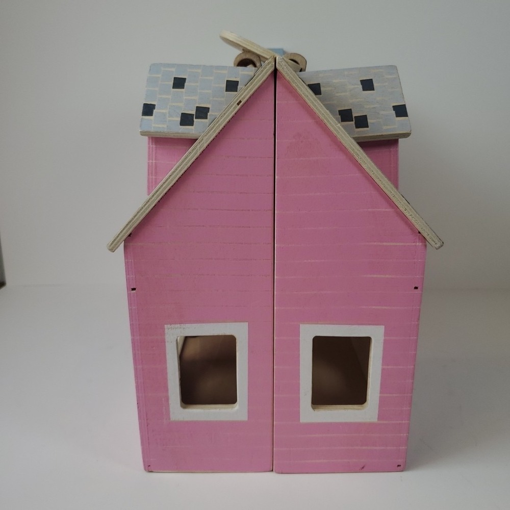 Melissa & Doug Fold and Go Wooden Dollhouse Pink Purple Door-House Only - Picture 4 of 9